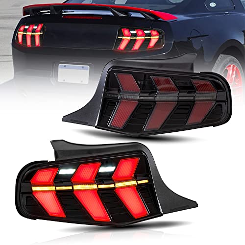 VLAND LED Tail lights Compatible with Ford Mustang 2010 2011 2012 Amber+Red Turn Signal, Smoke Lens, Passenger&Driver Sides
