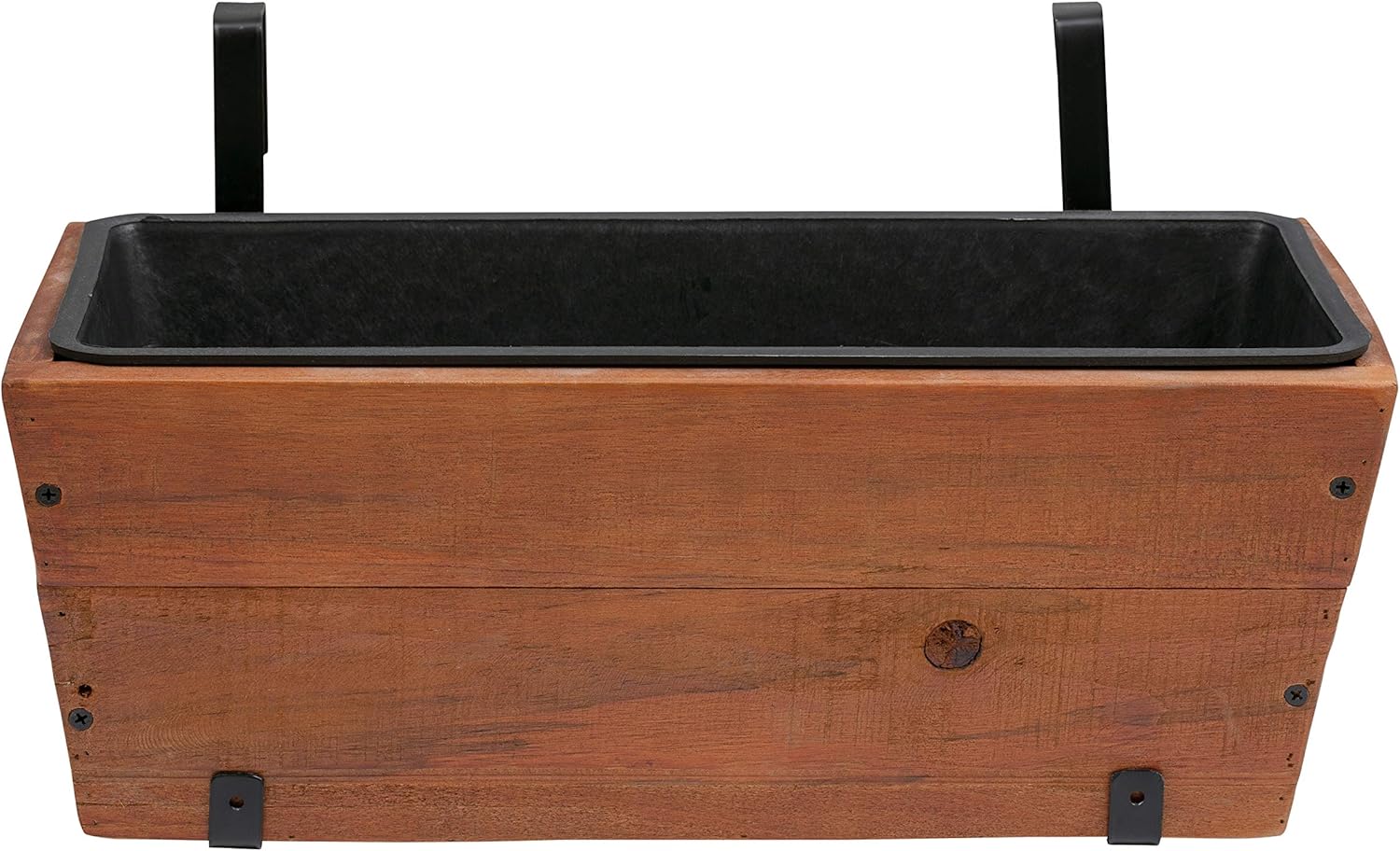 Amazon Basics Recycled Wood Deck Rectangular Hanging Planter, 2-Pack, Brown, Classic, Rustic, 18.9