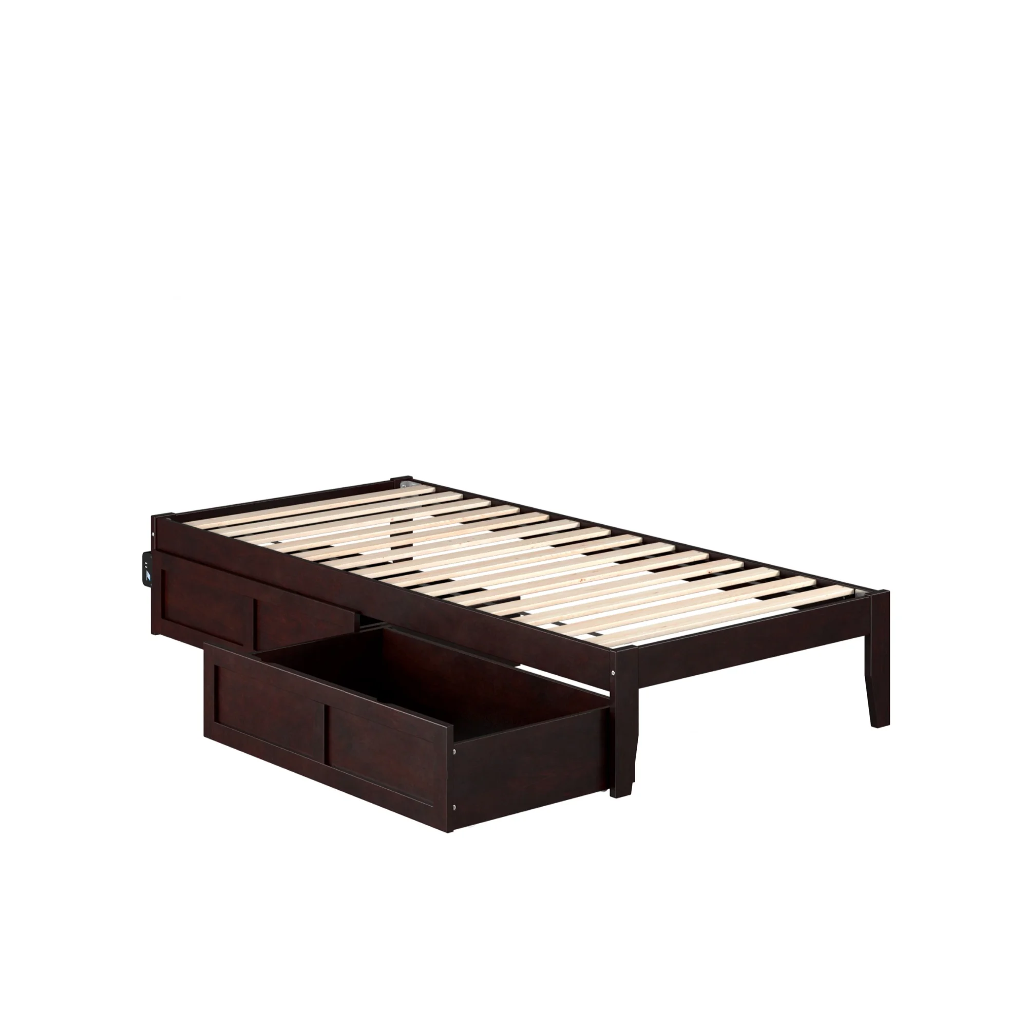 AFI Colorado Wood Twin Extra Long Bed with 2 Drawers in Espresso