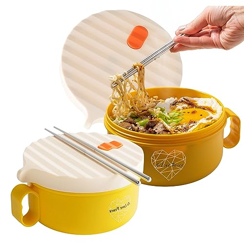 AI LOVE PEACE Ramen Bowl, Ramen Cooker, Microwave Ramen Bowl, Large Noodle Bowl 40 oz,Microwave Bowl with Lid, Portable Noodle Bowls, Ramen Bowl Microwavable for Home Office Dorm Room College gift.
