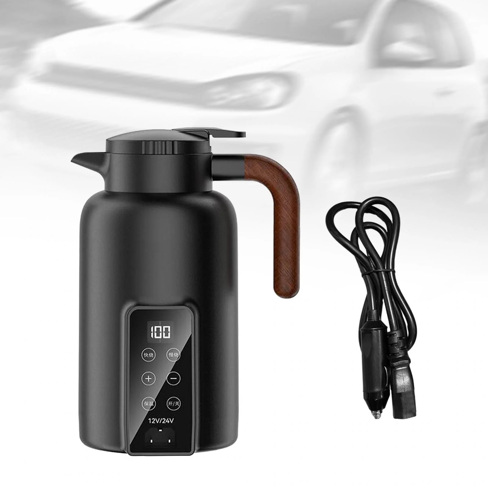 Esquirla Car Heating Cup Auto Heating Kettle Travel Coffee Mug Tumbler Car Electric Kettle Smart Heating Car Cup for Tea Beverage Black