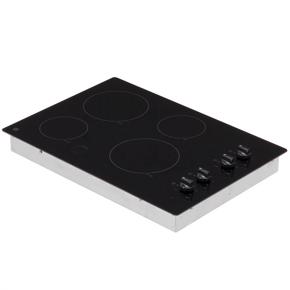 GE JP3030DJBB 30 inch Built-In-Knob Control Electric Cooktop Bundle with Premium 2 YR CPS Enhanced Protection Pack
