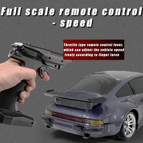 LD1899 1/18 RC Drift Car GTR R34 2.4GHz RWD with Gyroscope on-Road Alloy Body Shell Racing Cars Radio Control (Blue)