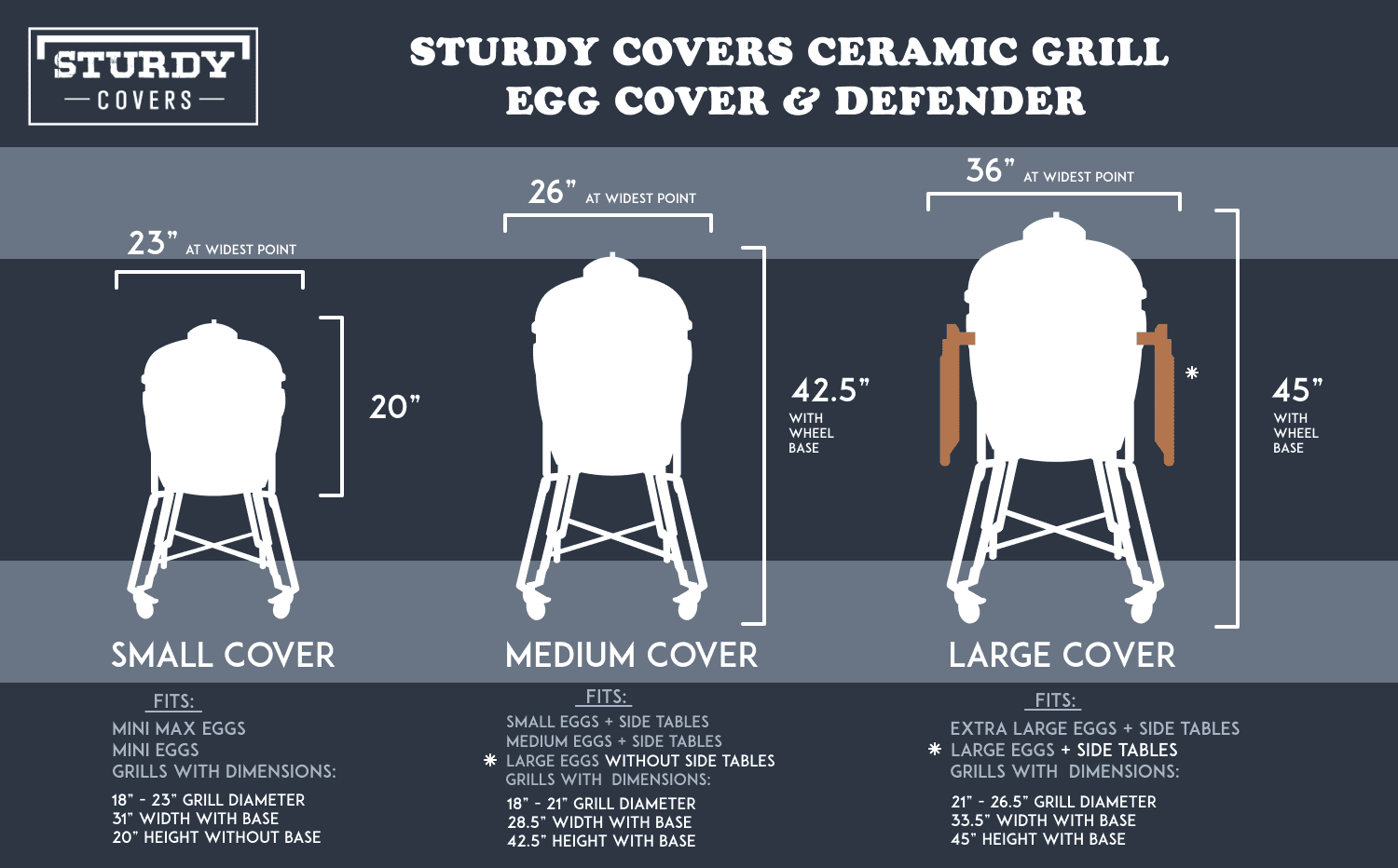 Sturdy Covers Ceramic Grill Defender - Grill Cover for Big Green Egg and Kamado Joe (Small)