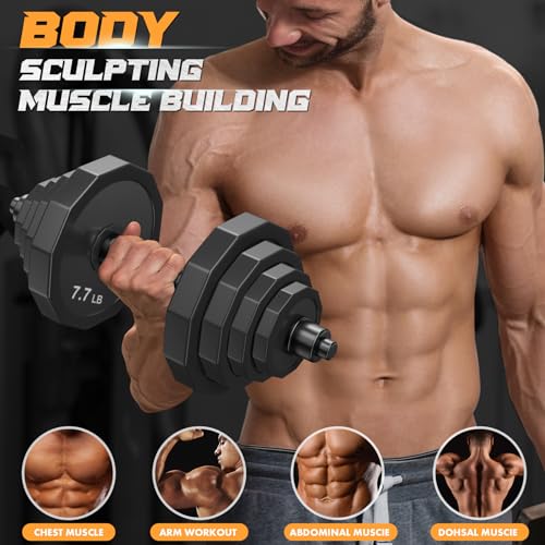 KISS GOLD Weights Dumbbells Set, Adjustable Dumbbell Sets 22Lbs 44Lbs 66Lbs 88Lbs with Solid Steel, Barbell Free Weight Set with Connector Workout Home Gym Equipment for Men Women Strength Training Shaping