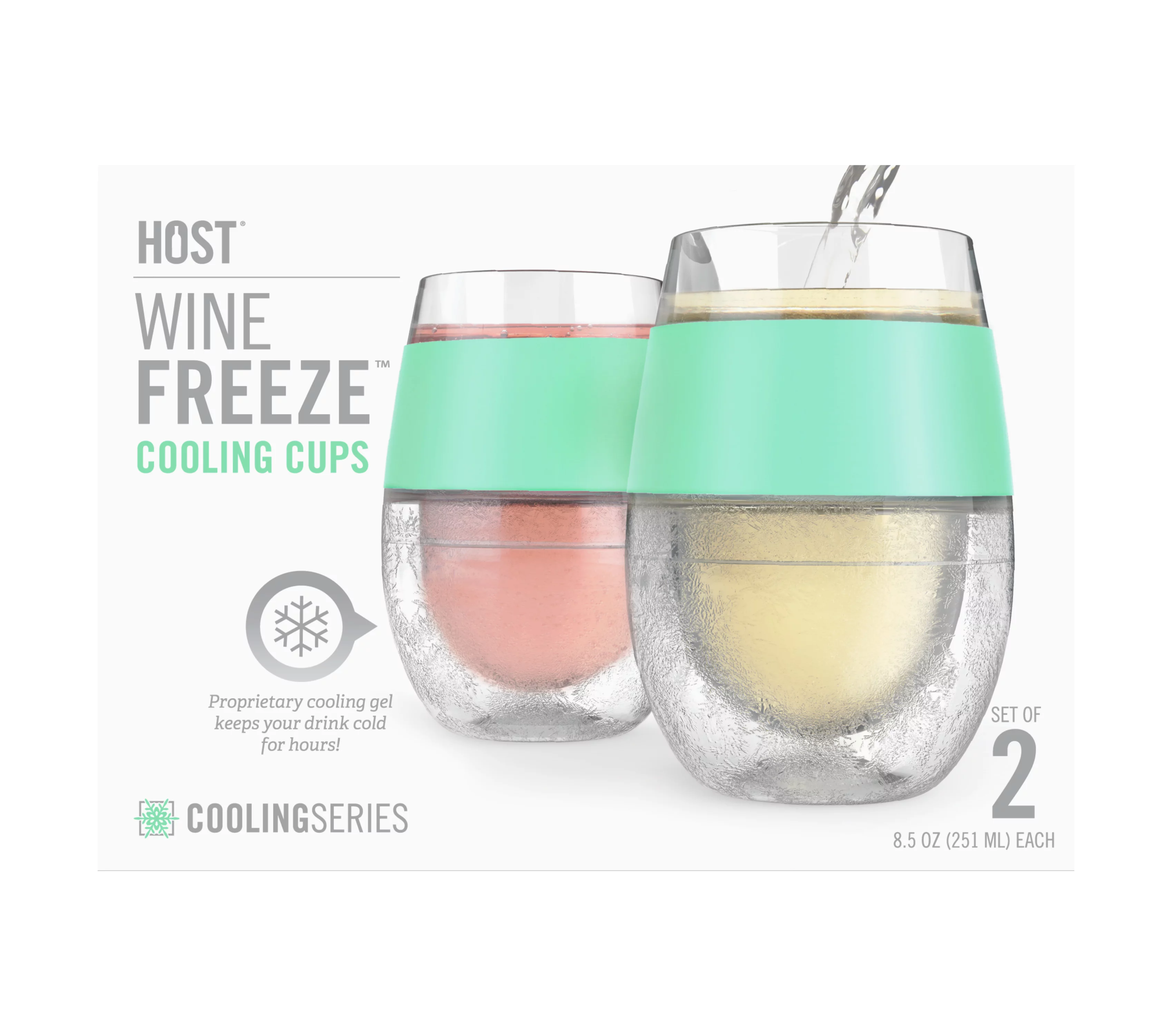 Host Wine Freeze Cup - Plastic Double Wall Insulated Freezable Tumbler, Mint