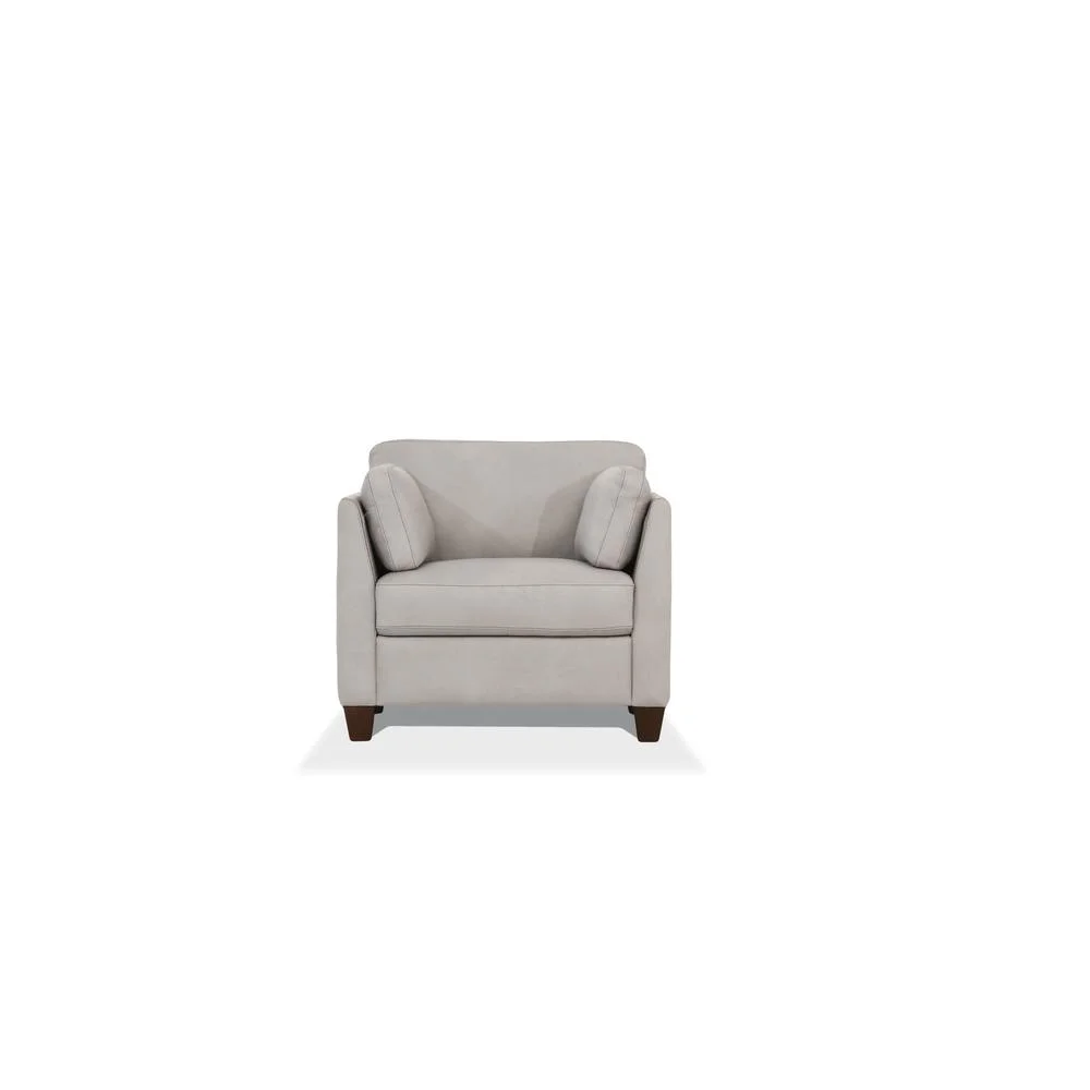 ACME Matias Leather Accent Chair in Dusty White
