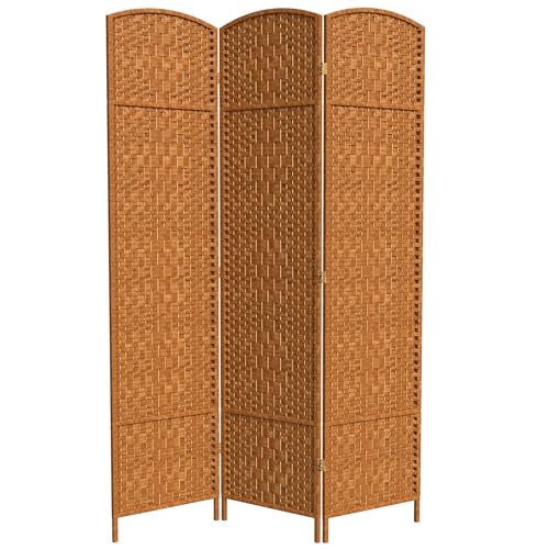 Red Lantern 7 ft. Tall Diamond Weave Dark Beige-6 Panels Room Divider