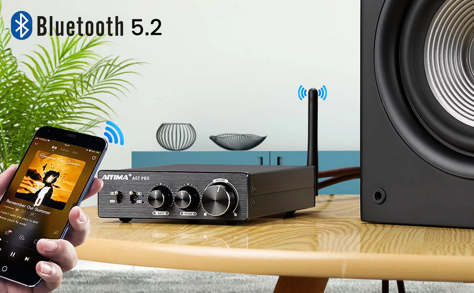 AIYIMA A07 PRO Bluetooth 5.2 Power Home Audio Amplifier 300Wx2 TPA3255 Wireless Stereo AMP