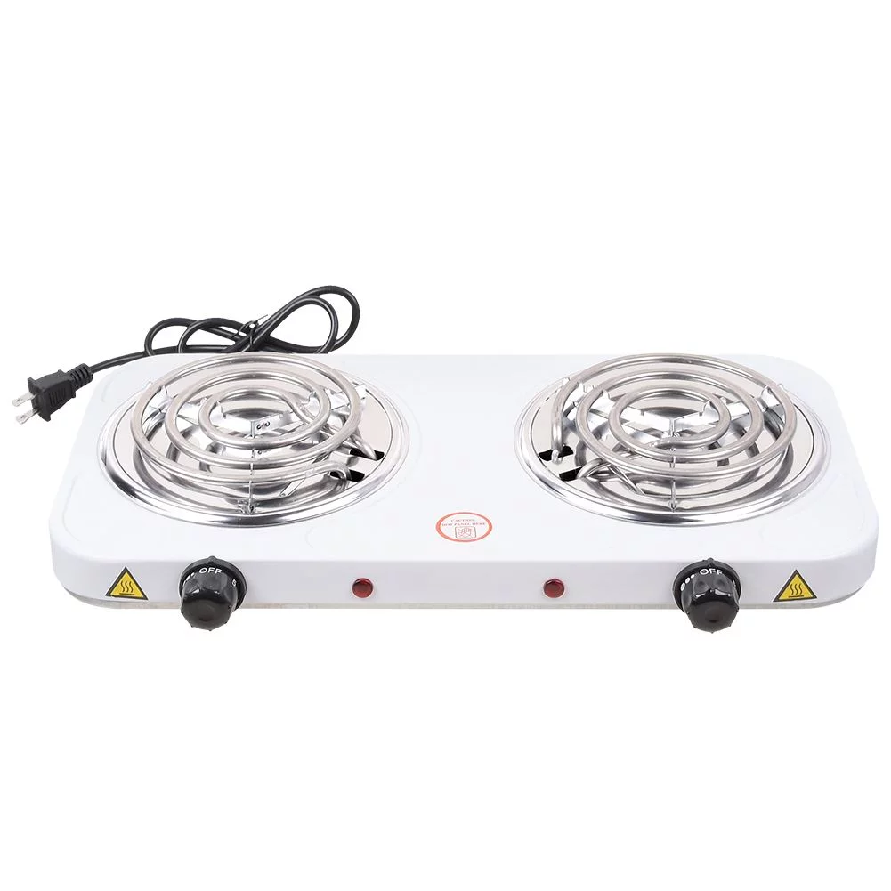 Double Hot Plate for Cooking, Sanheshun Electric Double Burner, 2000w Portable Electric Stove Size 45 x 22 x 3.5cm