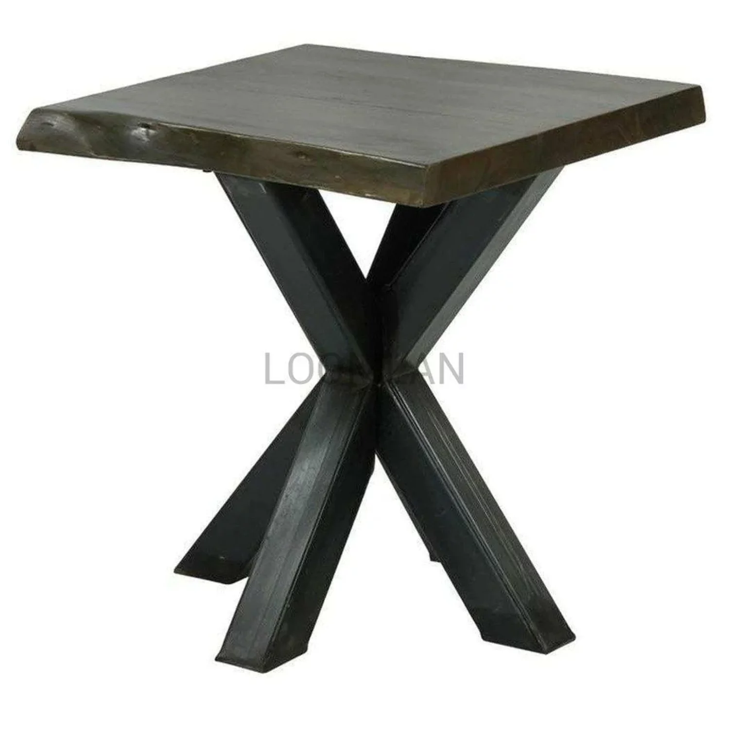 24 Natural Wood Live Edge Black Square End Side Table