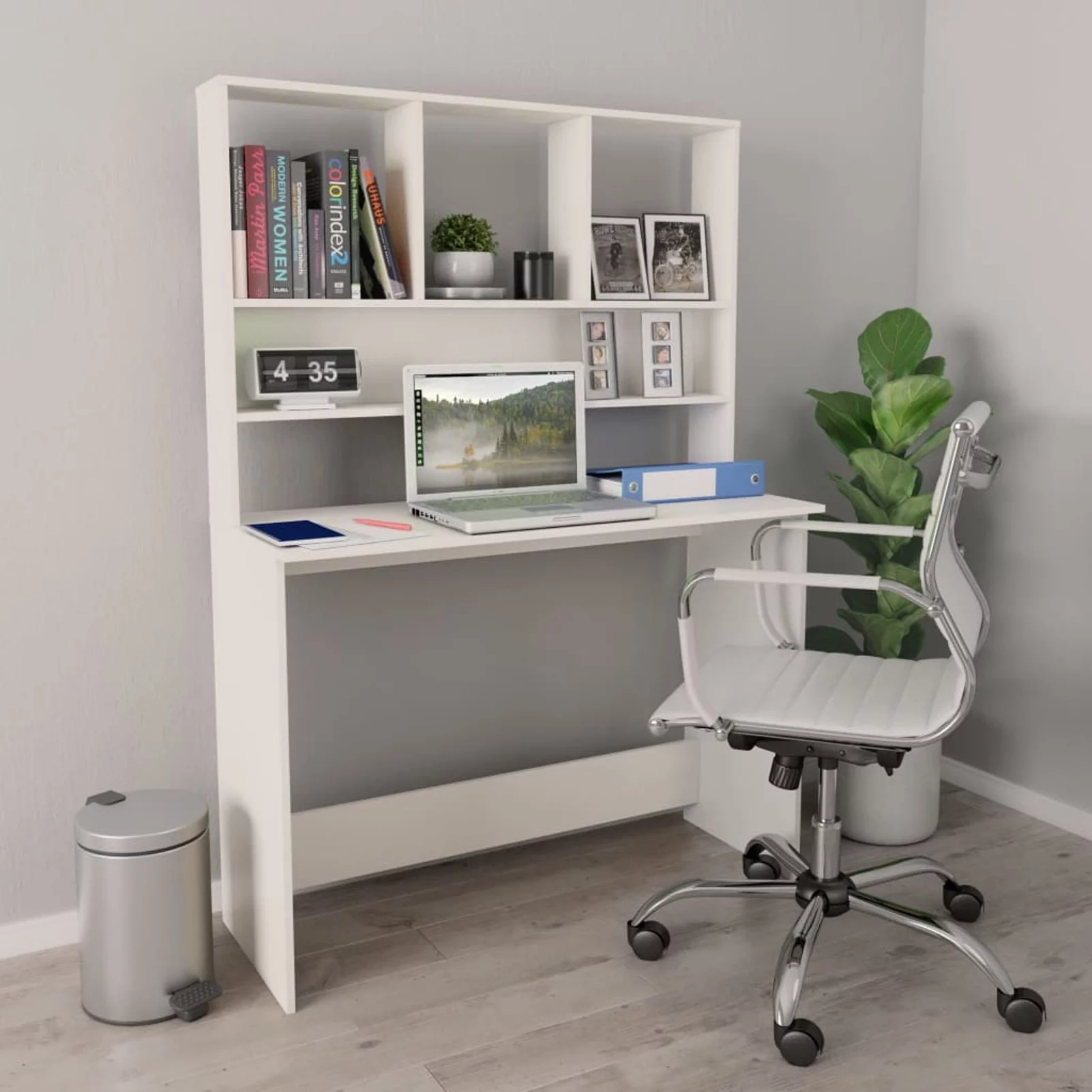 OWSOO Desk with Shelves White 43.3