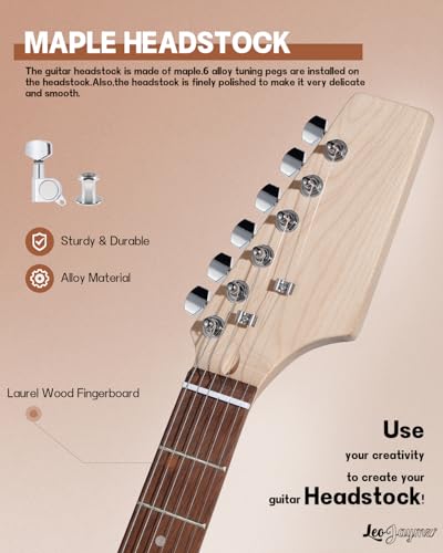 Leo Jaymz DIY Single Cut Electric Guitar Kits with Mahogany Body and Neck - Rosewood Fingerboard and All Components Included (LP Hollow)