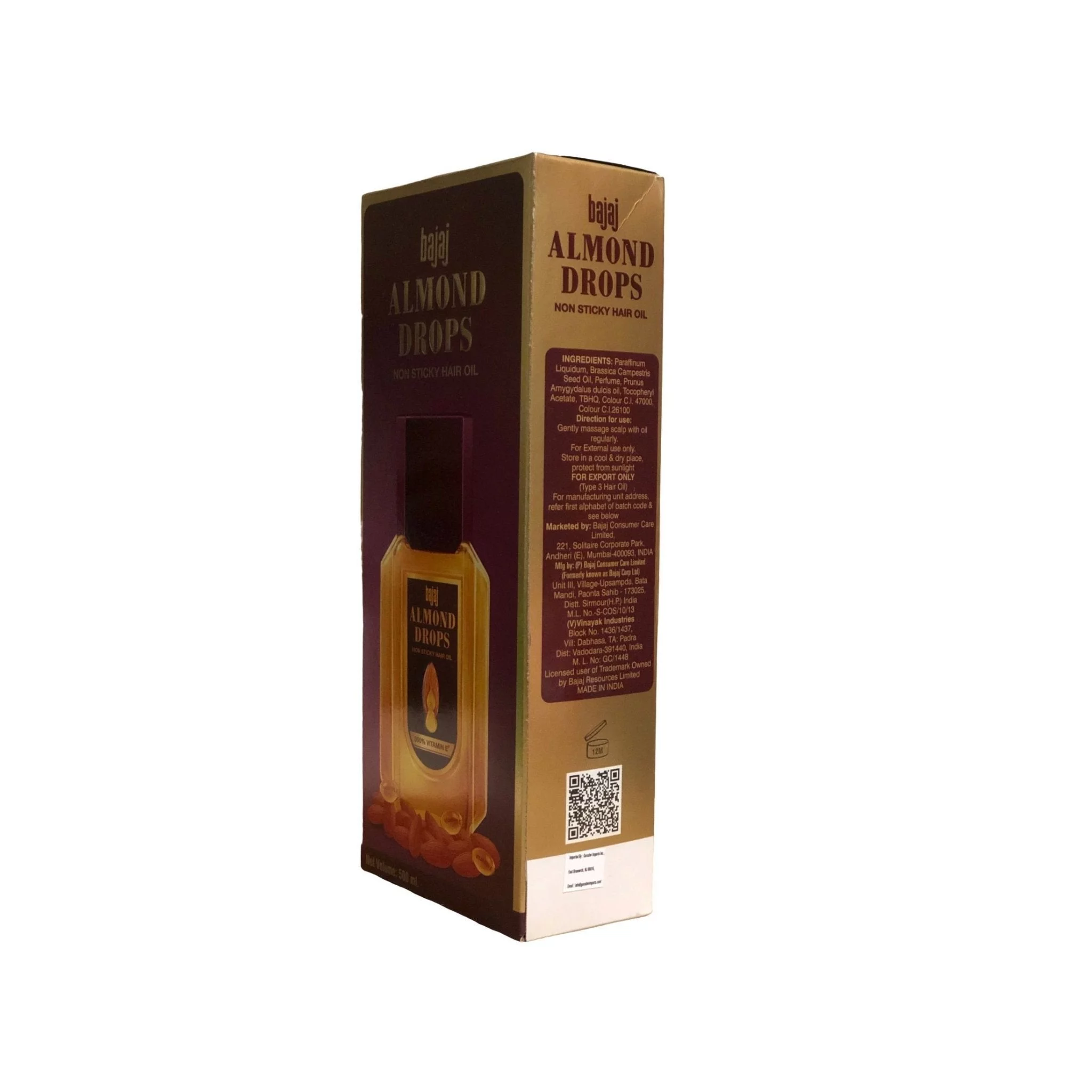 Bajaj Almond Drops Non Sticky Hair Oil 500ml (Pack of 2)