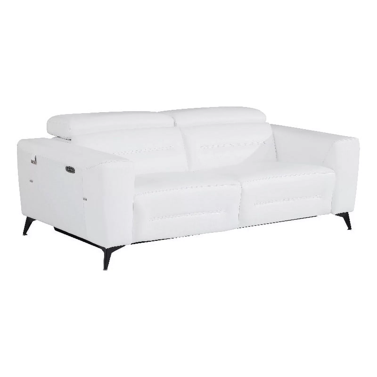 Titan Furnishings Italian Leather Sofa with Power Recliner in White