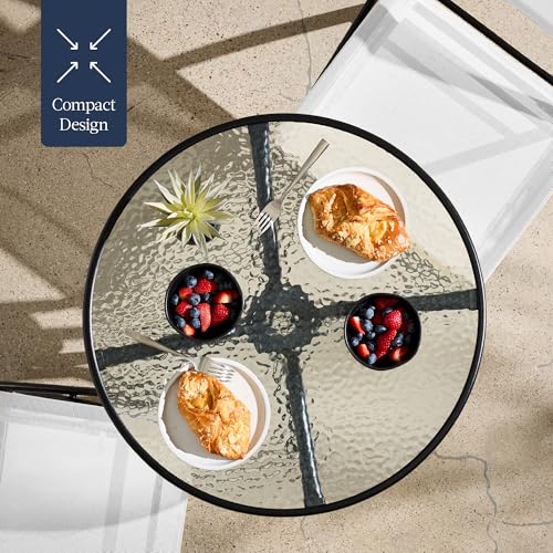 Best Choice Products 3-Piece Patio Bistro Dining Furniture Set w/Glass Tabletop, 2 Folding Chairs, Steel Frame, Polyester Fabric - Gray