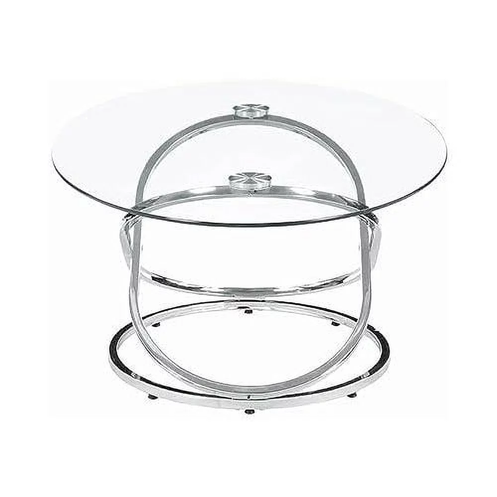 Modern 3 Piece Coffee Set With 2 End Tables, Glass , Chrome