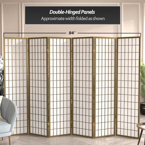 Red Lantern 6 ft. Tall Window Pane Shoji Screen-Natural-4 Panels Room Divider