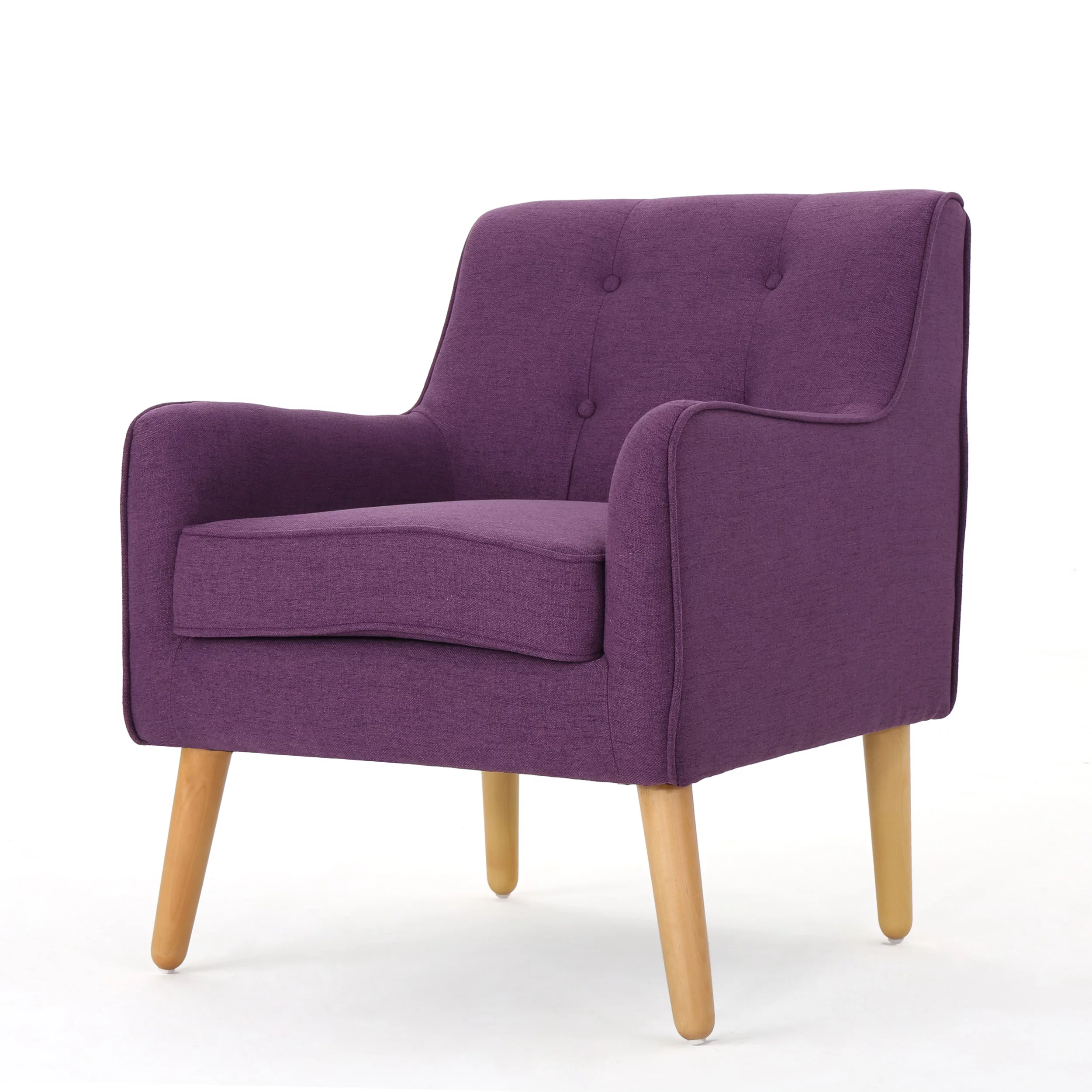 Noble House Ingrid Mid Century Fabric Arm Chair,Purple