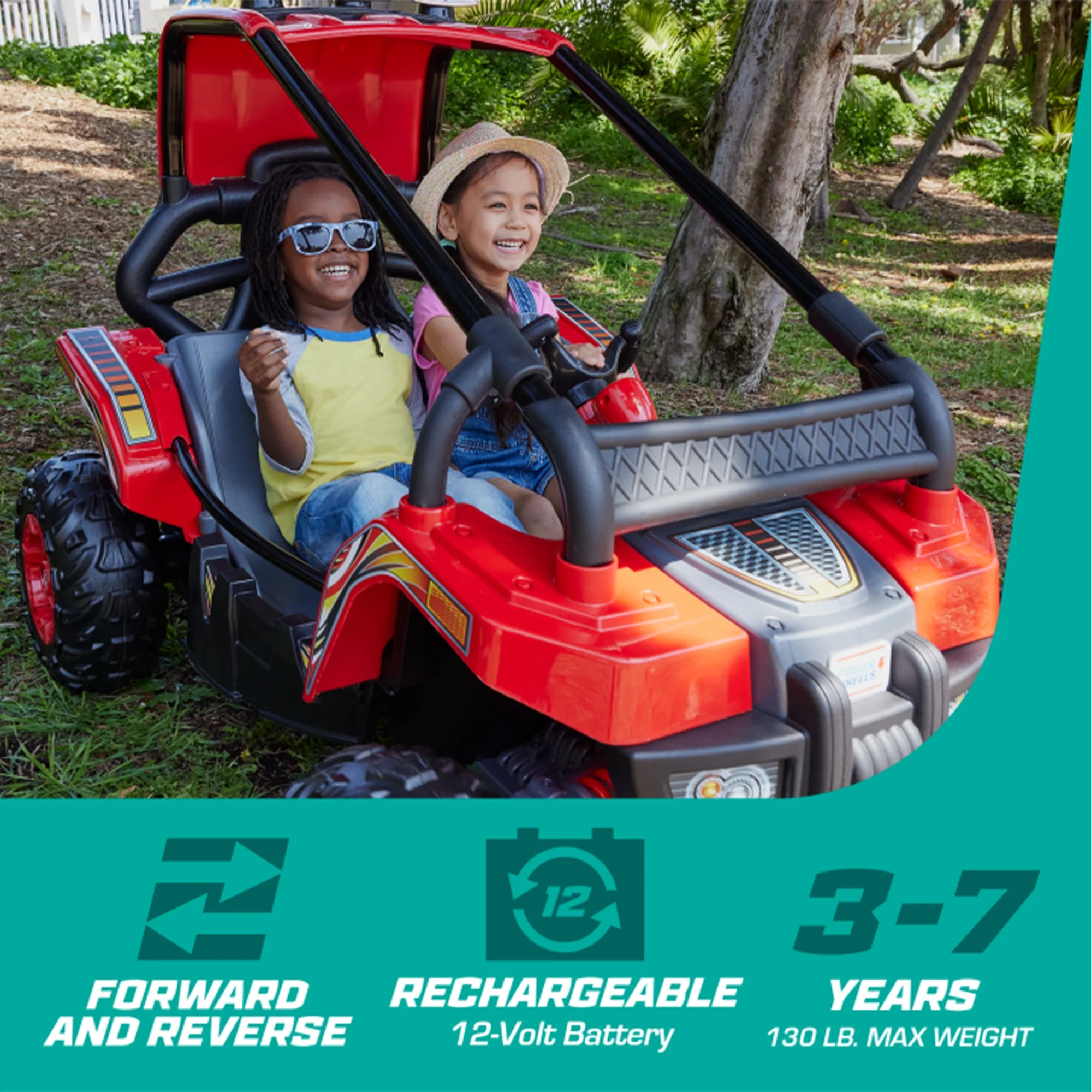 Power Wheels Baja Trailster Battery Powered Ride On Toy w/ Steel Frame, Red