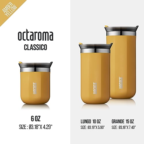 WACACO Octaroma Classico Vacuum Insulated Coffee Mug, Double-wall Stainless Steel Travel Tumbler With Drinking Lid, 6 fl oz (180ml), Carmine Red
