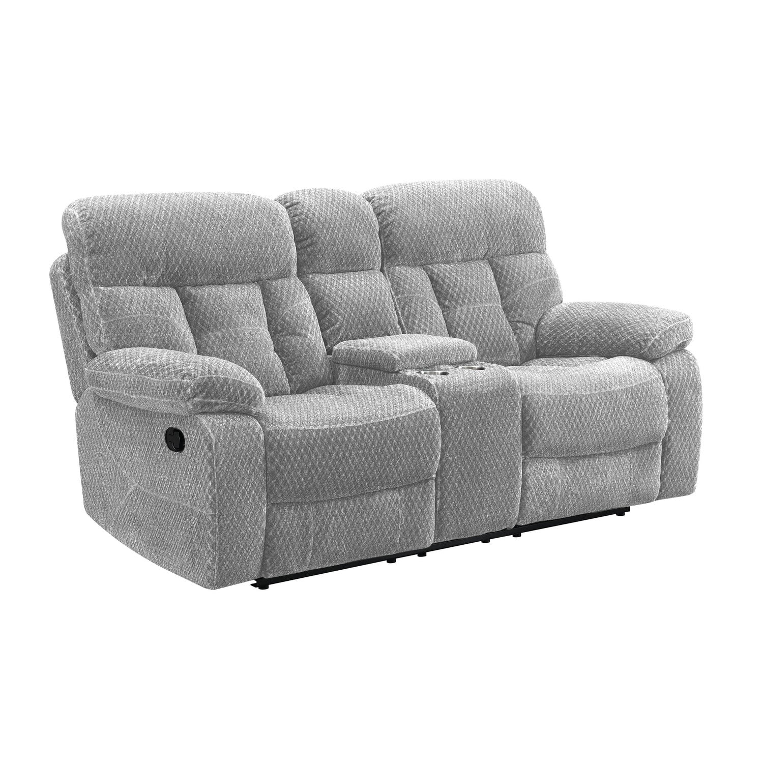 BenJara Charl 76 Inch Powered Dual Recliner Loveseat, Tufted Backrests, Light Gray