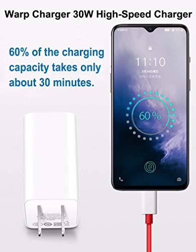 ChiChiFit OnePlus 7 pro Warp Charger,30W Quick Rapid Charge Power AC Wall Adapter [5V 6A] with USB-C Fast Charging Data Cable（3.3FT Compatible with OnePlus 7Pro/ 6T/ 6/ 5T/ 5/ 3T/ 3
