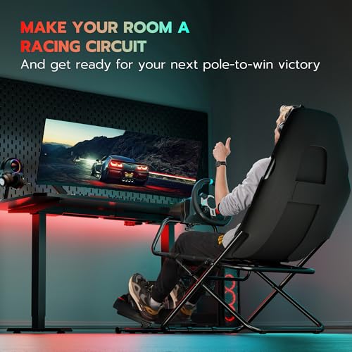 ARES WING Foldable Racing Simulator Cockpit, Racing Wheel Stand with Seat, Formula and GT Sim Racing Cockpit Compatible with Fanatec, Thrustmaster, Logitech, Moza Racing Games on PS5, PS4, Xbox and PC