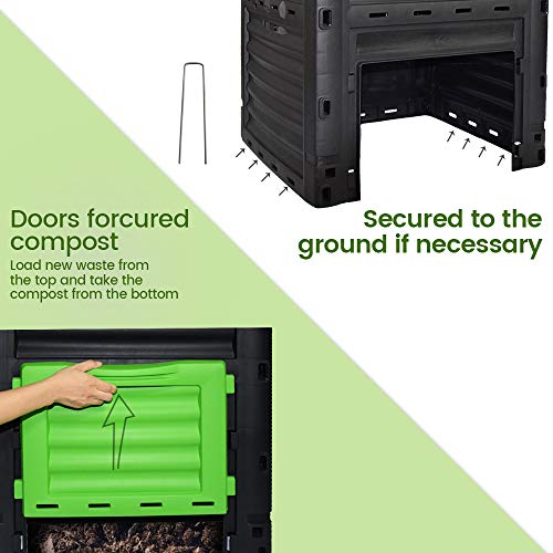 Garden Compost Bin from BPA Free Material, 80 Gallon(300 L), Easy Assembling, Large capacity, Fast creation of Fertile soil
