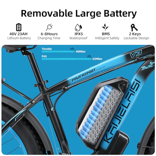 Electric Bike for Adult 4000W Peak Brushless Dual Motor 48V 23Ah Removable Bicycle Electric Bike 26 Inch Fat Tire Mountain Ebike 21 Speed Electric Dirt E Bikes