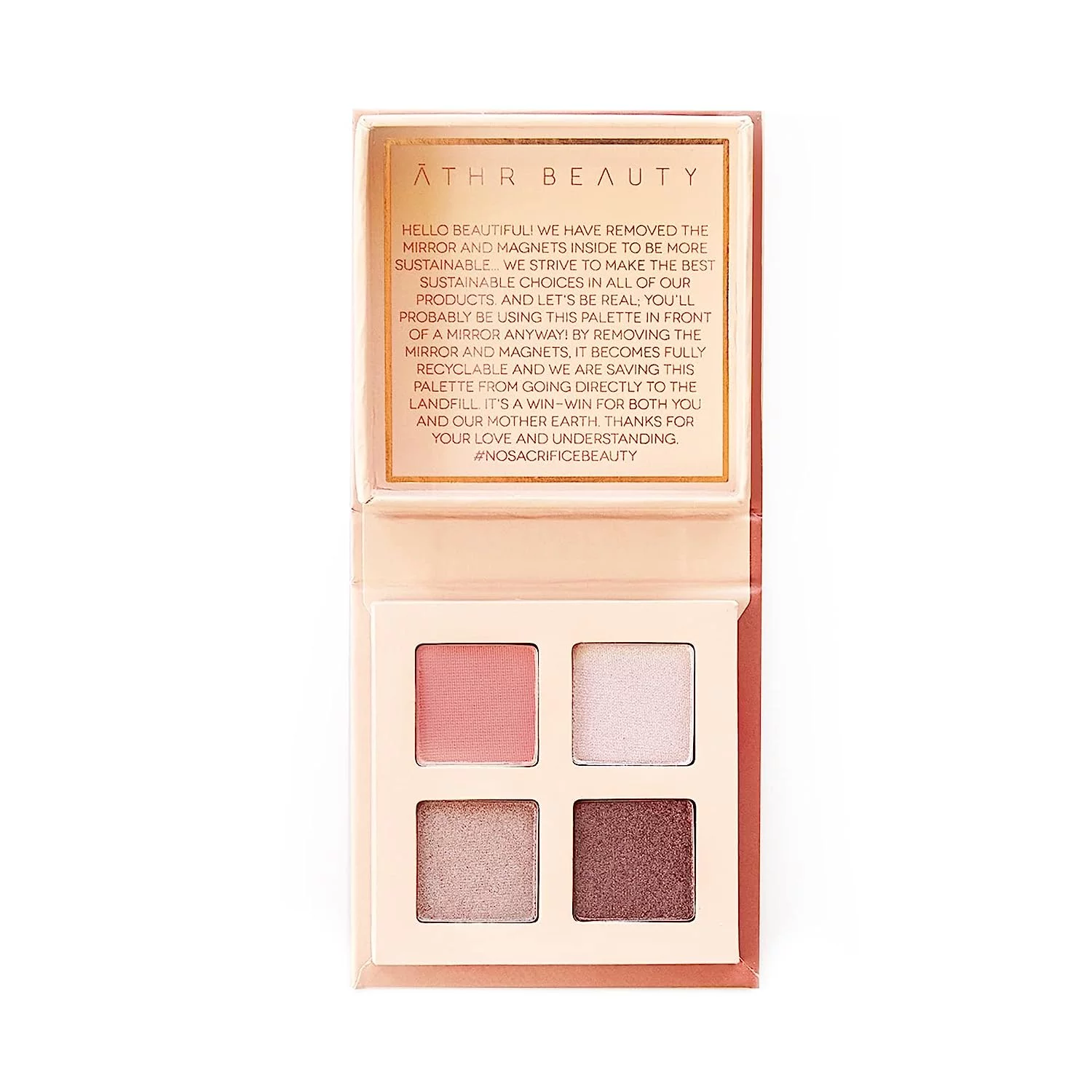 ĀTHR Crystal Eyeshadow Quad | 4 Shades | Clean, Organic, Vegan, Cruelty-Free  and  Recyclable (Rose Quartz Crystal)