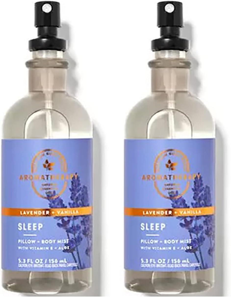 Bath & Body Works Aromatherapy Lavender Vanilla Stress Relief Pillow Mist, 5.3 Fl Oz, 2-Pack (Lavender Vanilla)