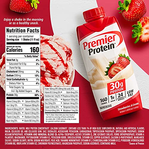 Premier Protein Premier Strawberries & Cream High Protein Shake (15 X 11 Fl Ounce )Total Net Wt (165 Fl Ounce ),, ()
