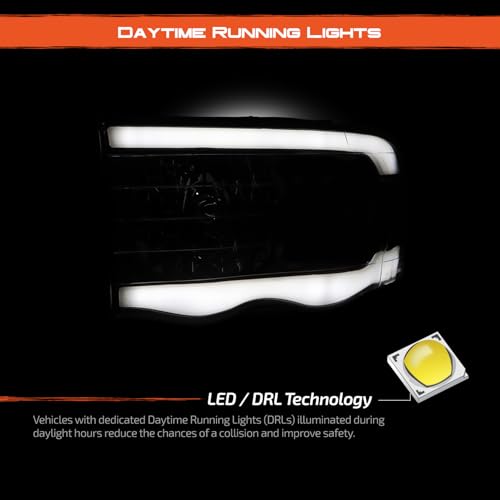AKKON -Fits 2002-2005 Dodge Ram 1500/2500/3500 Black Headlight Pair w/LED Greeting Lamp Switchback DRL Sequential Signal