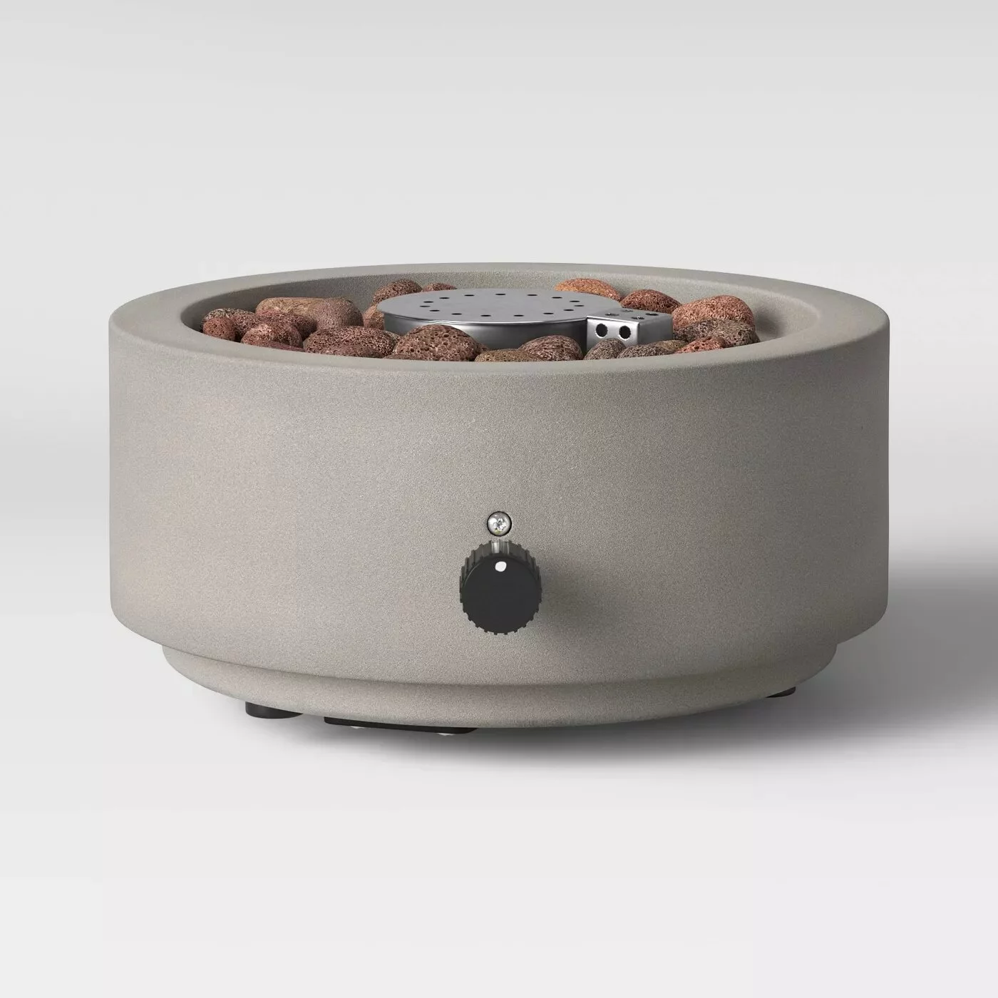 Project 62 Round Pipestone Patio Tabletop LP Fireplace with an Umbrella Hole, 10 Inches, Gray