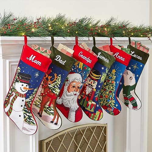 Let's Make Memories Personalized Needlepoint Christmas Stocking - Embroidered Family Stockings - Old-Fashioned Christmas Décor - Mantel Décor - 8