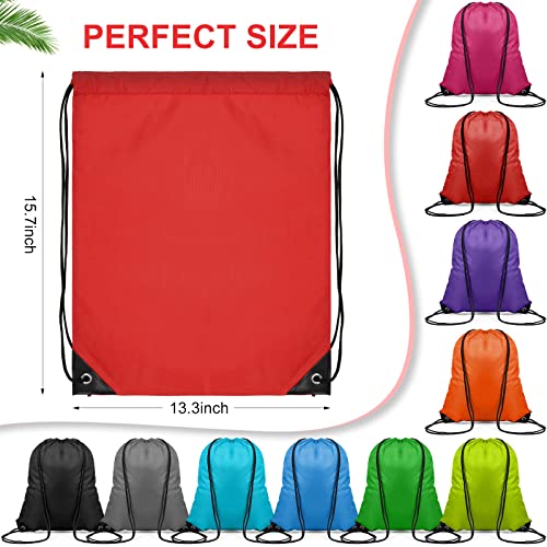 Shappy 100 Pieces Drawstring Bag Gym Portable String Sack Backpacks Polyester Blank Cinch Drawstring Bags for Sports Travel DIY Gift Storage Set, 10 Colors