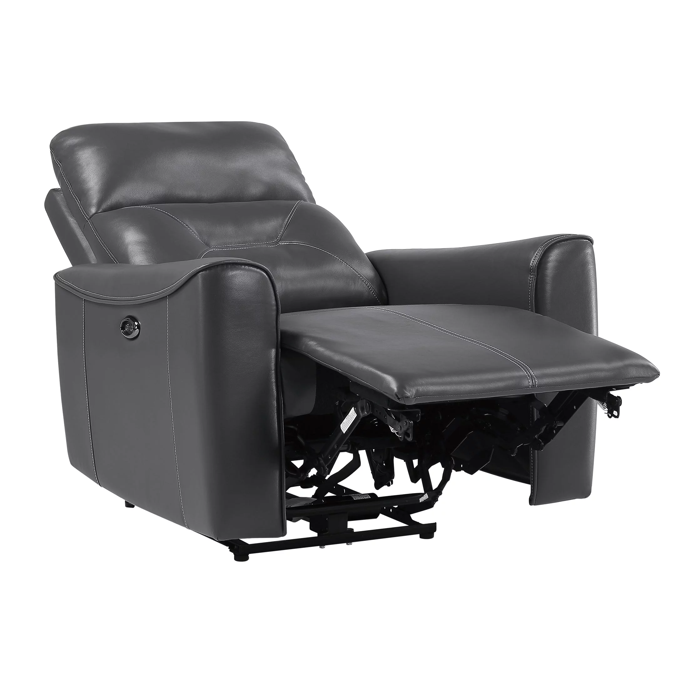 OakvillePark Betong Faux Leather Upholstered Power Reclining Chair, Dark Gray