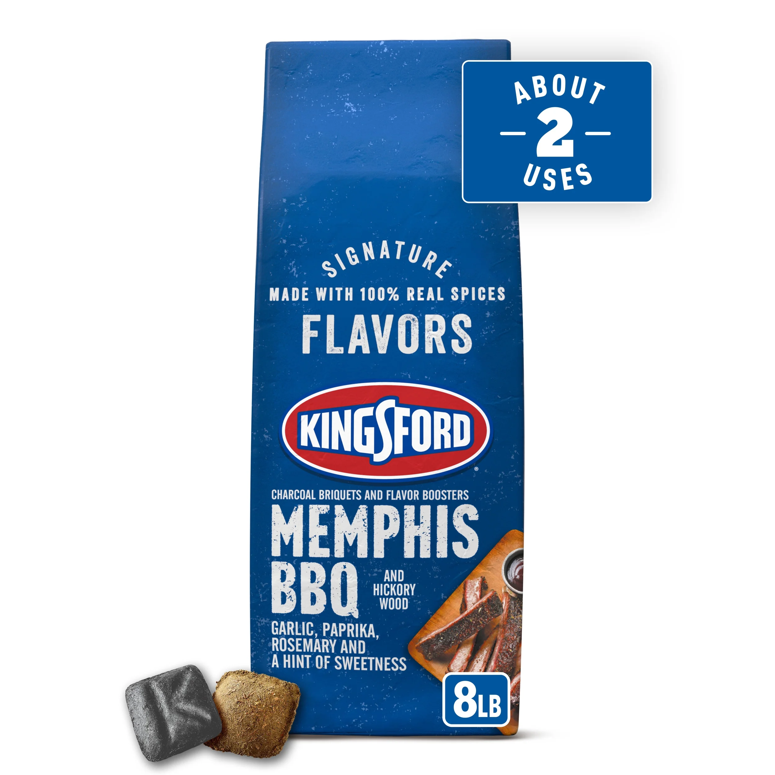 Kingsford Signature Flavors Memphis BBQ and Hickory Charcoal Briquettes, 8 lbs
