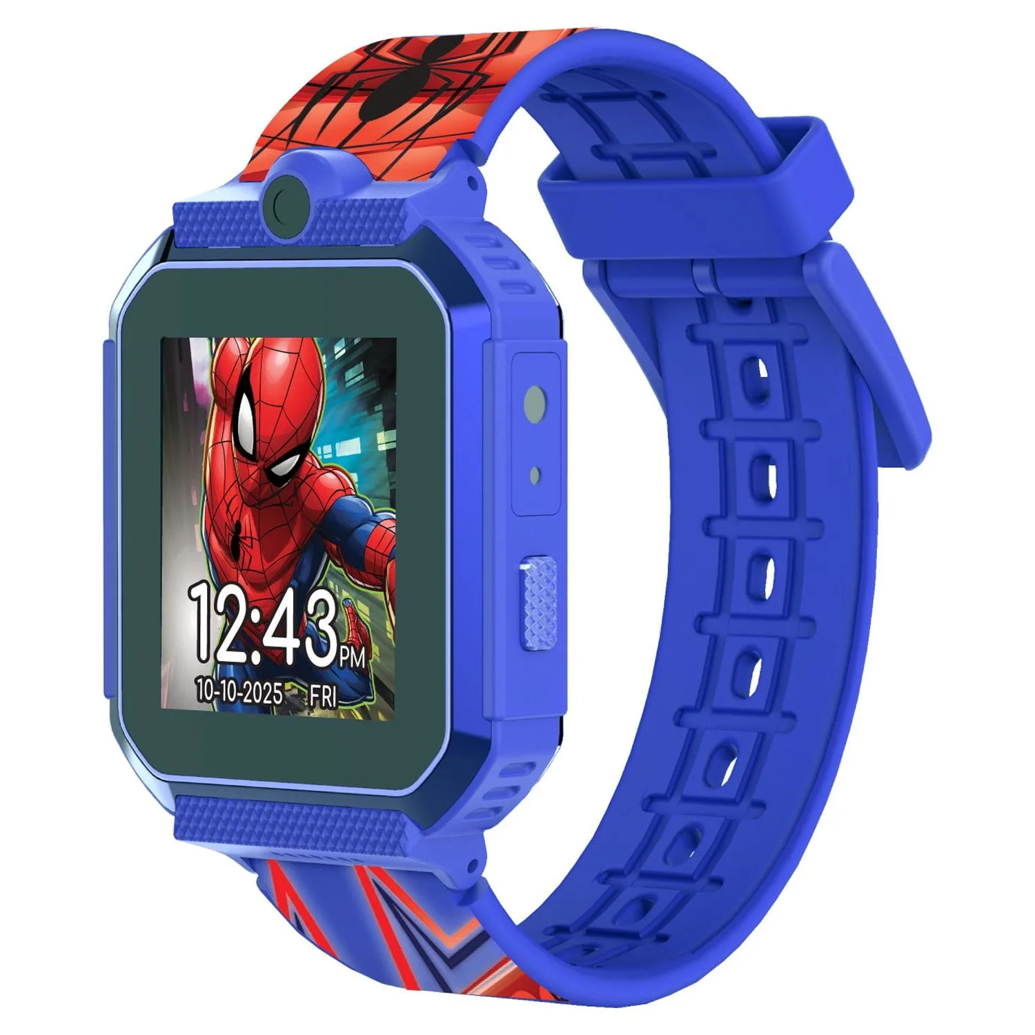 Marvel Spider-Man iTime Unisex Child Smart Watch with Silicone Strap and Metallic Blue Case 42mm