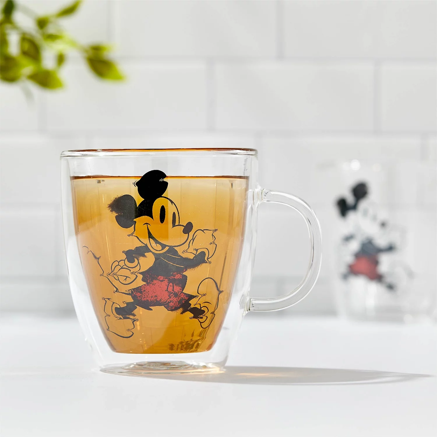 JoyJolt Mickey Mouse Glitch Double Wall Coffee Mugs 13.5 oz - Set of 2