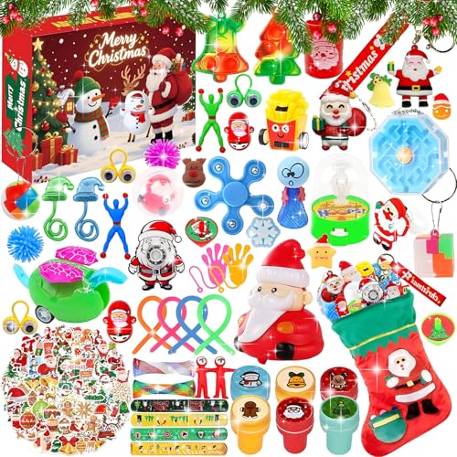 80PCS Christmas Fidget Toys Party Favors for Kids Advent Calendar 2025, Squishy Fidgets Sensory Toys for Autism, Advent Calendars 2025 for Grandkids Stocking Stuffers for Kids