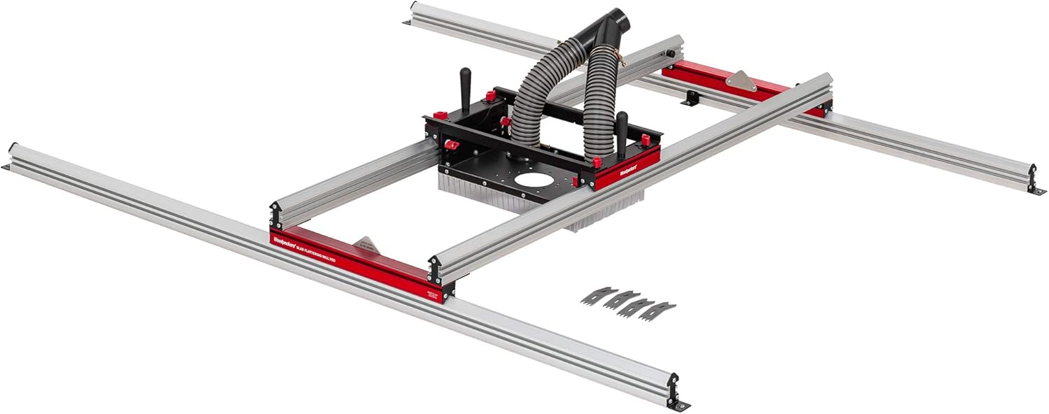 Woodpeckers Pro Slab Flattening Mill, Basic, With Router Carriage, Integrated Dust Collector, Slab Clamping Dogs & Rails, Great for DIY Live Edge Slab Tables