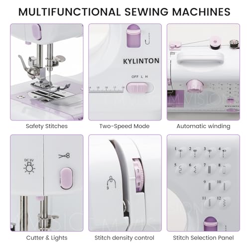 Sewing Machine for Beginners, Mini Sewing Machine with 12 Built-in Stitches, Kids Sewing Machine with Foot Pedal, High-Low Speeds, Portable Sewing Machines and Sewing Enthusiasts (505)