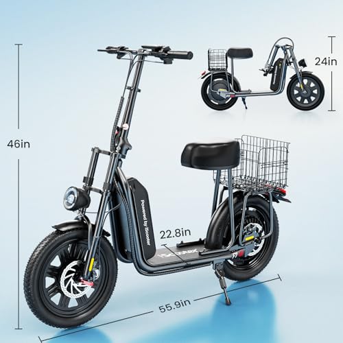 iScooter Electric Scooter with Seat, 37/21 Miles Long Range & 28/19/15.6 MPH Top Speed, 14