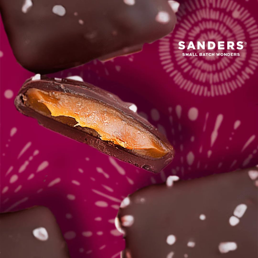 Sanders Thins, Sea Salt Caramels, Milk Chocolate & Dark Chocolate Variety, 18 Oz Tubs (Pack of 2)