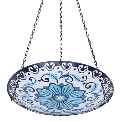 MUMTOP Hanging Bird Bath - Bird Baths for Outdoors, 11 Inch Glass Bird Bath Bowl Outdoor Bird Feeders for Garden Yard and Patio Decor