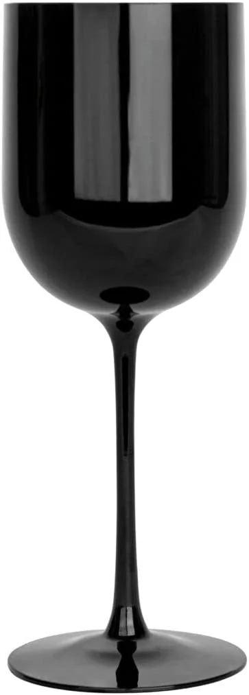 (60 PACK) EcoQuality Black Plastic Wine Glasses - 12 oz Wine Glass with Stem, Disposable Shatterproof Wine Goblets, Reusable, Elegant Drink Cup Tumbler, Weddings, Party, Dinner, Baby Showers
