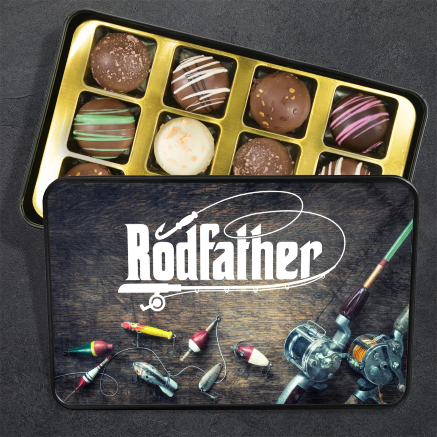 Fathers Day Gift - Artisan Homemade Chocolate Truffles - Chocolate Gift Box - Fishing Dad Gift