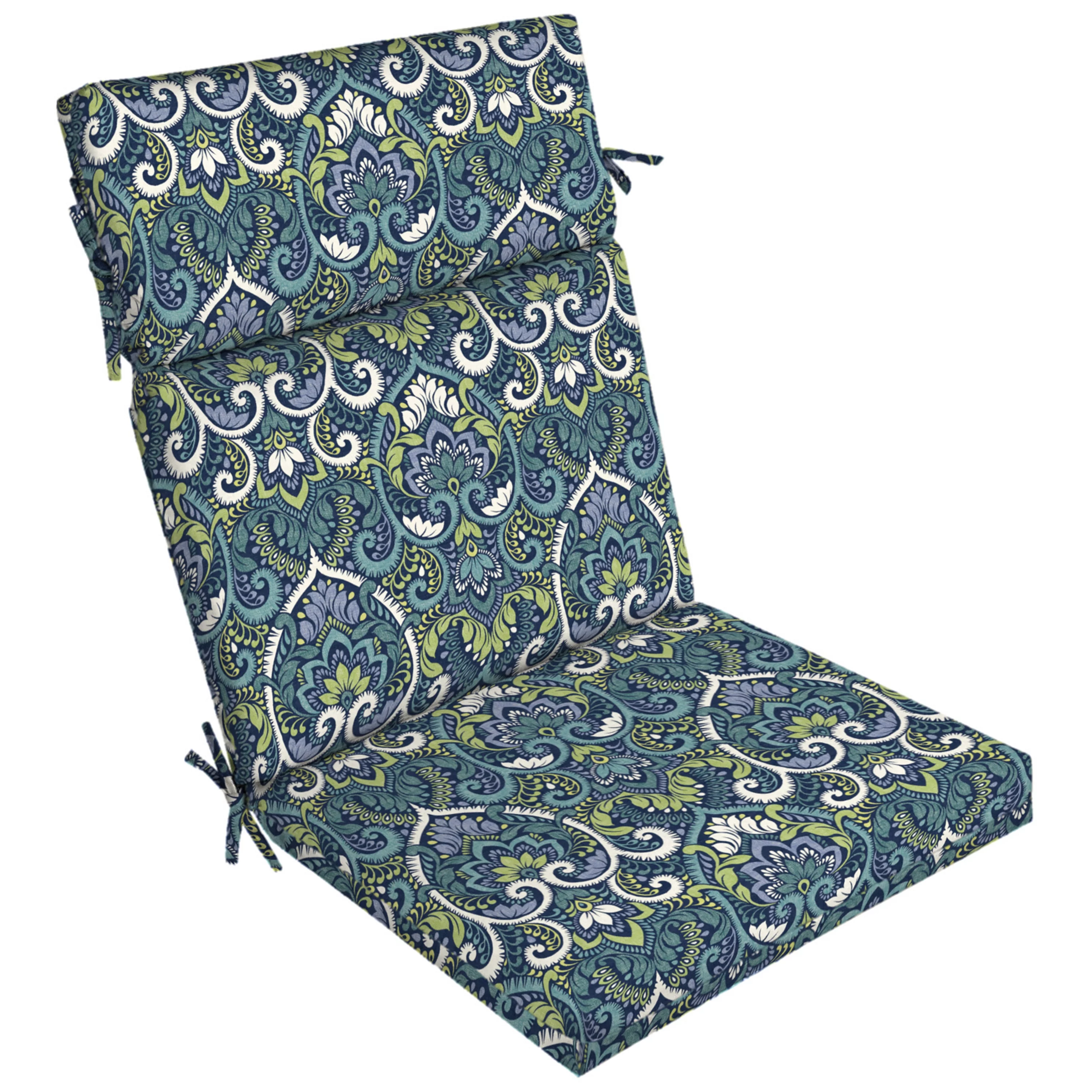 Arden Selections Outdoor Chair Cushion 20 x 21, Sapphire Aurora Blue Damask